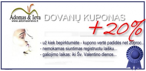 Akcijos, nuolaidos Dovanų kuponas su papildomais 20%