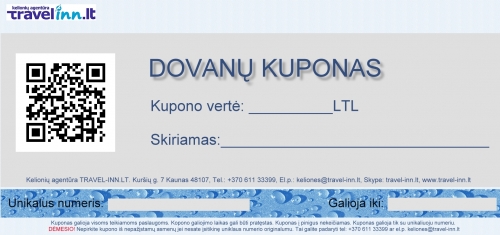 Vestuvių dovanos Dovanų kuponas kelionėms